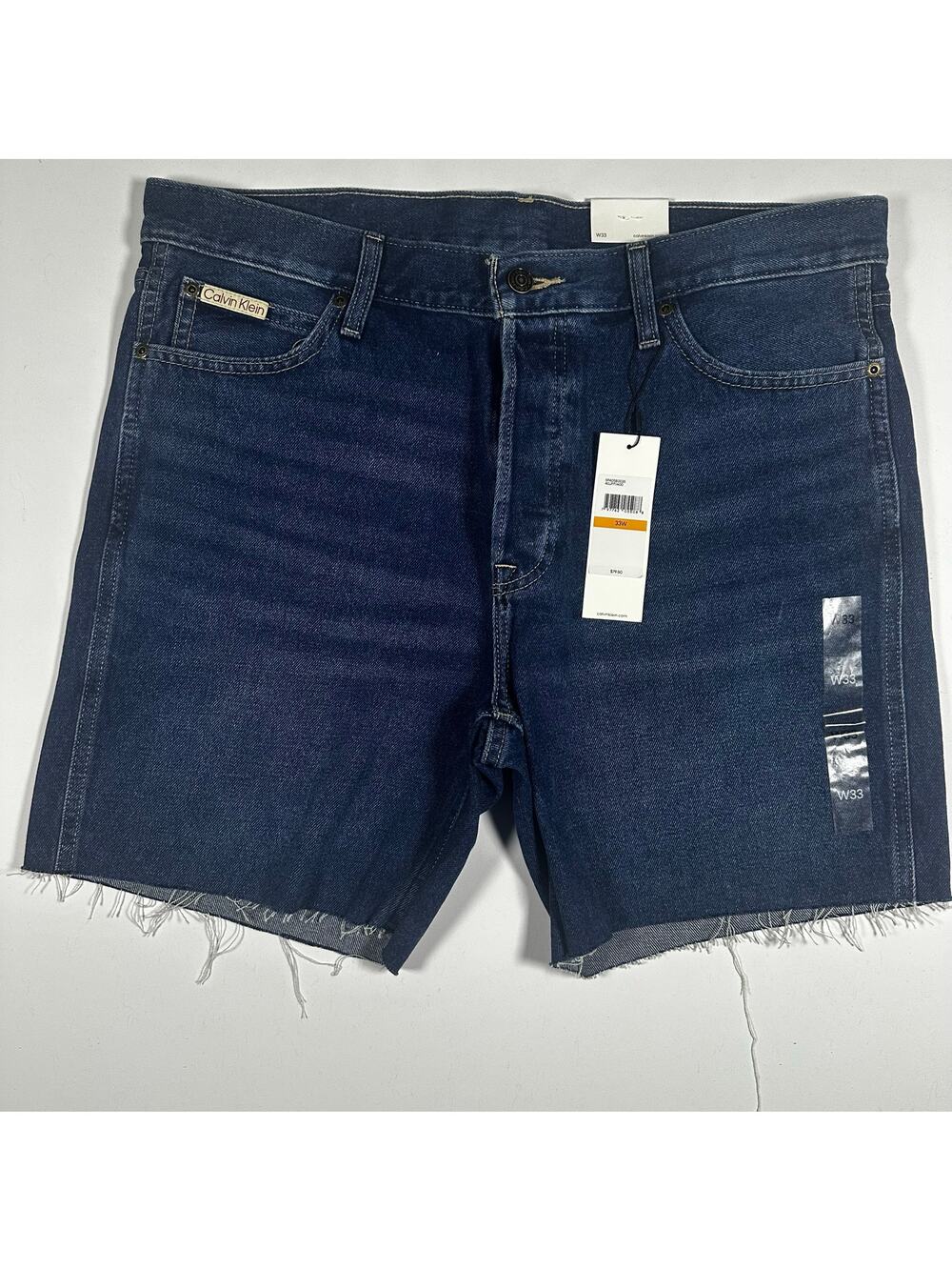 NEWCalvin Klein Button-Fly Cutoff High-Rise Denim Shorts 33W
